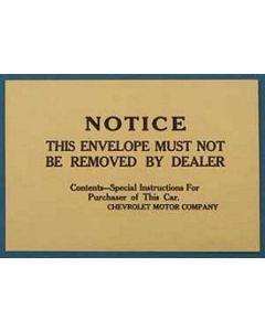 Chevy Dealer Information Envelope, 1955-1957