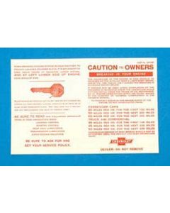Chevy Break-In Instructions Sheet, 1955-1957