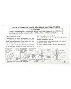 Chevy Jack Stowage & Jacking Instructions Sheet, Wagon, 1957