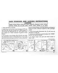 Chevy Jack Stowage & Jacking Instructions Sheet, 1956