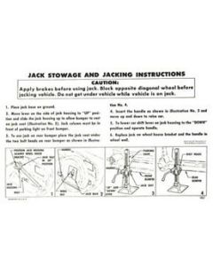Jack Stowage & Jacking Instructions Sheet,1957 All Exc Wagon