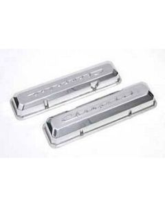 Chevy Aluminum Valve Covers, Polished, With Chevrolet Script, Small Block, 1955-1957