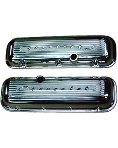 Chevy Aluminum Valve Covers, Polished, With Chevrolet Script, Big Block, 1955-1957