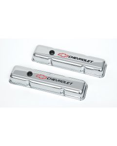 Valve Covers,SB,Short,Chrome,w/Chevy Script & Bowtie,55-72