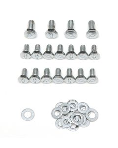 Chevy Bowtie Oil Pan Bolt Set, Small Block, Chrome, 1955-1957