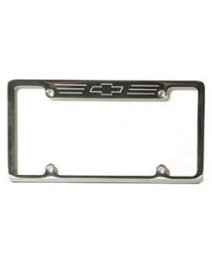 Chevy License Plate Frame, Billet Aluminum, With Bowtie Logo, 1955-1957