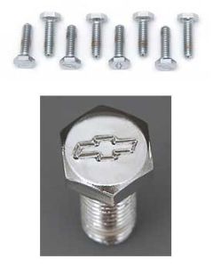 Chevy Bowtie Valve Cover Bolt Set, Chrome, With Aluminum Valve Covers, Small Block, 1955-1957