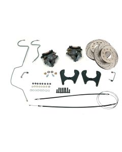 Chevy Rear Disc Brake Kit, With Drilled & Sweep Slotted Rotors, Original Rear End, 1955-1957