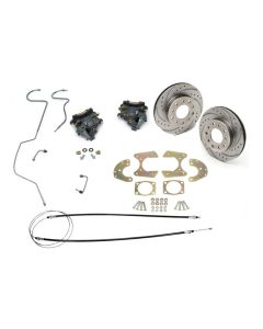 Chevy Rear Disc Brake Kit, 9" Ford Rear End, Drilled & Sweep Slotted Rotors, 1955-1957