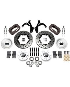 Chevy Disc Brake Kit, With Drilled And Slotted Rotors, Front, 11", At The Wheel, Wilwood, 1955-1957