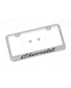 Chevy License Plate Frame, Chrome, Chevrolet Script, 1955-1957