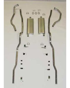 Chevy Dual Exhaust System, For Use With 4-Barrel Carburetor, Aluminized, Sedan, Hardtop, 1956