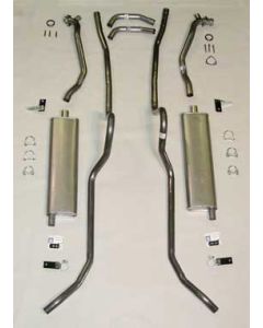 Chevy Dual Exhaust System, V8 4-Barrel Carburetor & Fuel Injection, Stainless Steel, Hardtop, Sedan, 1957