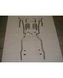 Chevy Aluminized Dual Turbo 2" Exhaust System, Small Block,Use With Shorty Headers, Non-Wagon, 1955-1957