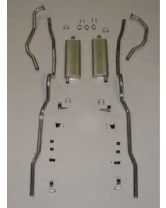 Chevy Dual Exhaust System, For Use With 4-Barrel Carburetor, Stainless Steel, Sedan, Hardtop, 1956