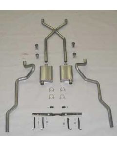 Chevy SCR "X" Turbo Performance Dual 2-1/2" Exhaust System,For Use With Headers, Aluminized, Small Block Or Big Block,1955-1957
