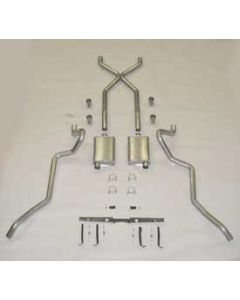 Chevy SCR "X" Turbo Performance Dual 2-1/2" Exhaust System,For Use With Headers, With Corner Exit Tailpipes, Small Block Or Big Block Stainless Steel, 1955-1957