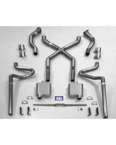 Chevy SCR "X" Quickflow Performance Dual 2-1/2" Exhaust System, For Use With 3/4 Length Shorty Headers & Spring Pocket kit, Aluminized, Small Block, 1955-1957