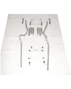 Chevy Dual Turbo 2" Exhaust System, Small Block Or Big Block, For Use With Headers, Stainless Steel, Wagon, Nomad, Delivery, 1955-1957