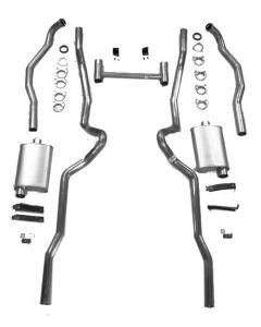 Chevy Dual Turbo 2-1/2" Exhaust System, Small Block, For Use With 2-1/2" Rams Horn Manifolds, Stainless Steel, Non-Wagon, 1955-1957