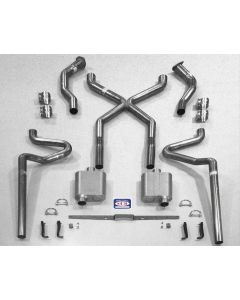 Chevy SCR "X" Quickflow Performance Dual 2-1/2" Exhaust System, For Use With 3/4 Length Shorty Header & Spring Pocket Kit, Stainless Steel, 1955-1957