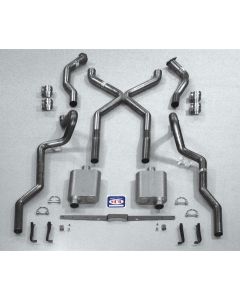 Chevy SCR "X" Quickflow Performance Dual 2-1/2" Exhaust System, For Use With 3/4 Length Shorty Headers, Stainless Steel, Small Block, 1955-1957