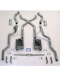 Chevy SCR "X" Quickflow Dual 2-1/2" Exhaust System, Use With LS1, LS2, LS3 Or LS6 Engine, Stainless Steel, Non-Wagon, 1955-1957