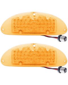 Chevy LED Parking Lights, Front, Plug-In, Amber Lenses, 1955