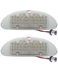 Chevy LED Parking Lights, Front, Plug-In, With Clear Lenses, 1955