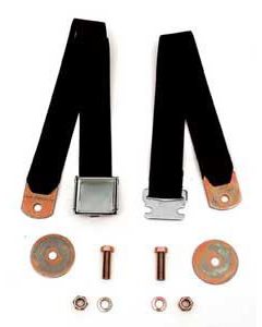 Chevy Seat Belt, Front, Black, 1955-1957