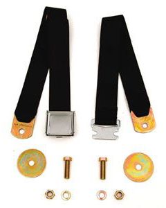 Chevy Seat Belt, Rear, Black, 1955-1957