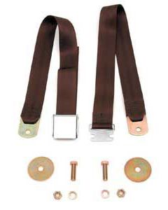 Chevy Seat Belt, Rear, Brown, 1955-1957