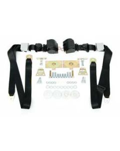 Chevy Shoulder Harness, Seat Belt Kit, 3-Point Retractable,Black, 1955-1957