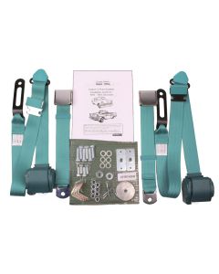 Chevy Shoulder Harness, Seat Belt Kit, 3-Point Retractable,Silver, 1955-1957