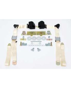 Chevy Shoulder Harness, Seat Belt Kit, 3-Point Retractable,Ivory, 1955-1957
