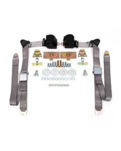 Chevy Shoulder Harness, Seat Belt Kit, 3-Point Retractable,Gray, 1955-1957