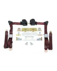 Chevy Shoulder Harness, Seat Belt Kit, 3-Point Retractable,Maroon, 1955-1957