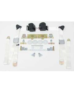 Chevy Shoulder Harness, Seat Belt Kit, 3-Point Retractable,White, 1955-1957