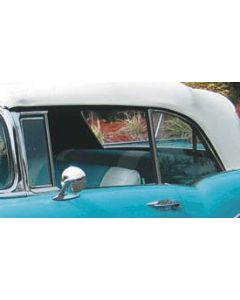 Chevy Quarter Glass, Installed In Frame, Tinted, Convertible, Left, 1955-1957