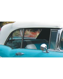 Chevy Quarter Glass, Installed In Frame, Tinted, Convertible, Right, 1955-1957