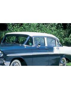 Chevy Door Glass, Installed In Lower Channel, Tinted, 4-Door Sedan, Left, Rear, 1955-1957