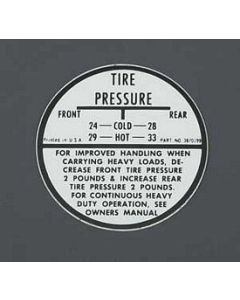 Chevy Tire Inflation Glove Box Decal, 1955-1957
