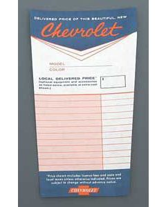 1955-64 Dealer Installed Options Window Sticker