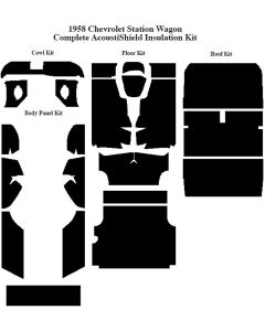 Chevy Insulation, QuietRide, AcoustiShield, Complete Kit, Station Wagon, 4 Door, 1958