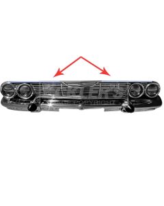 Full Size Chevy Upper Grille Molding, Pair, 1961