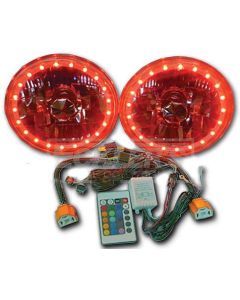 Chevy Headlight 5 3/4 Inch Round Elite Diamond With Multi Color LED Halo