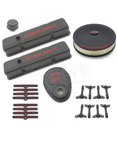 Full Size Chevy Engine Dress Up Kit, Black Crinkle Finish, Small Block, 1958-1984