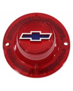 Full Size Chevy Taillight Lens Red with Blue Dot Bowtie Logo, 1962