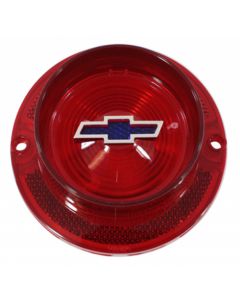 Full Size Chevy Taillight Lens, With Blue Dot Bowtie Logo, With Chrome Trim, 1963
