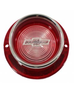 Full Size Chevy Back-Up Light Lens, With Bowtie Logo, With Chrome Trim, 1963
